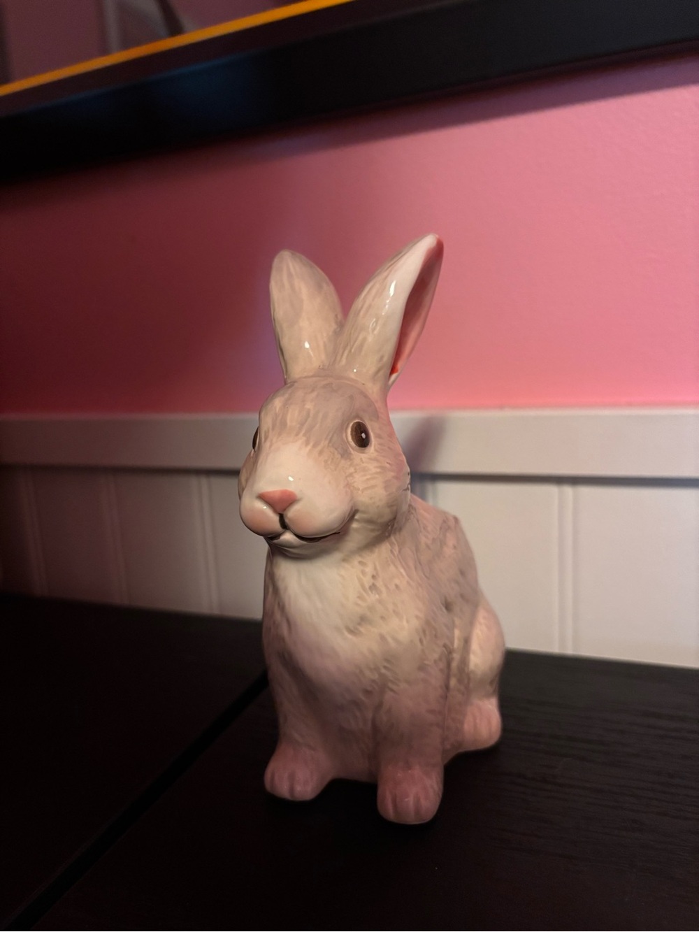 Cath Kidston Pink and Cream Ceramic Bunny Holder or Planter